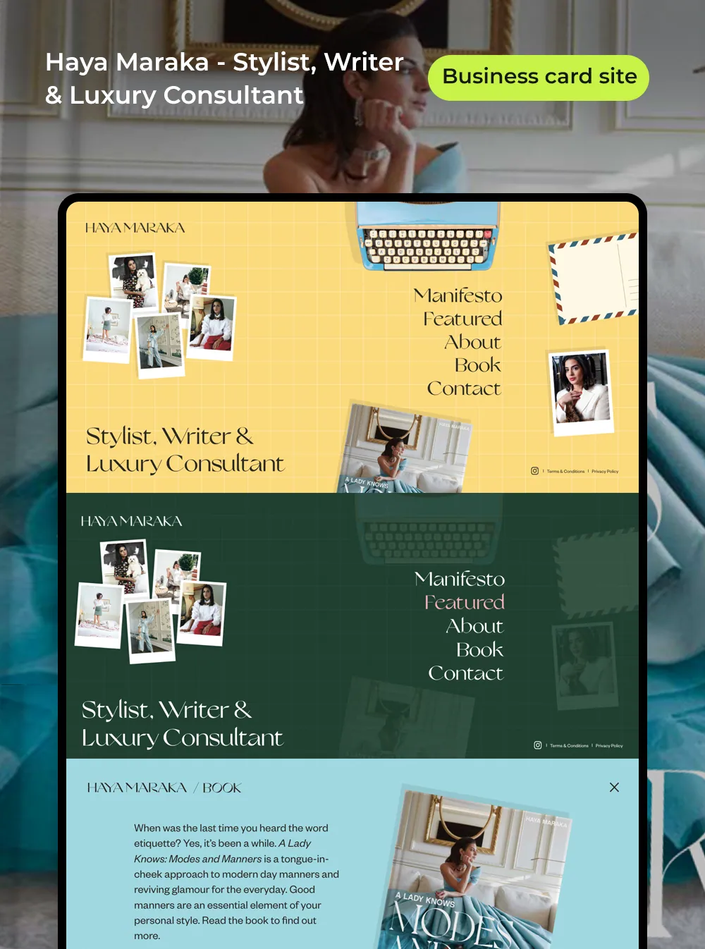 Personal website for a stylist and luxury consultant