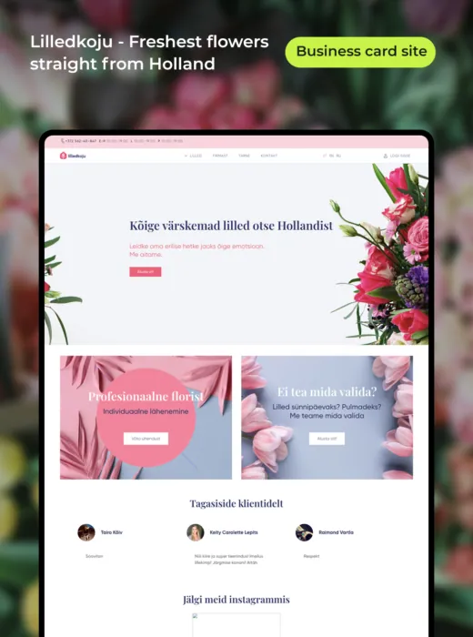 Flower delivery business card website