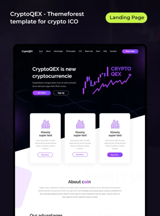 CryptoQEX — crypto ICO landing page template